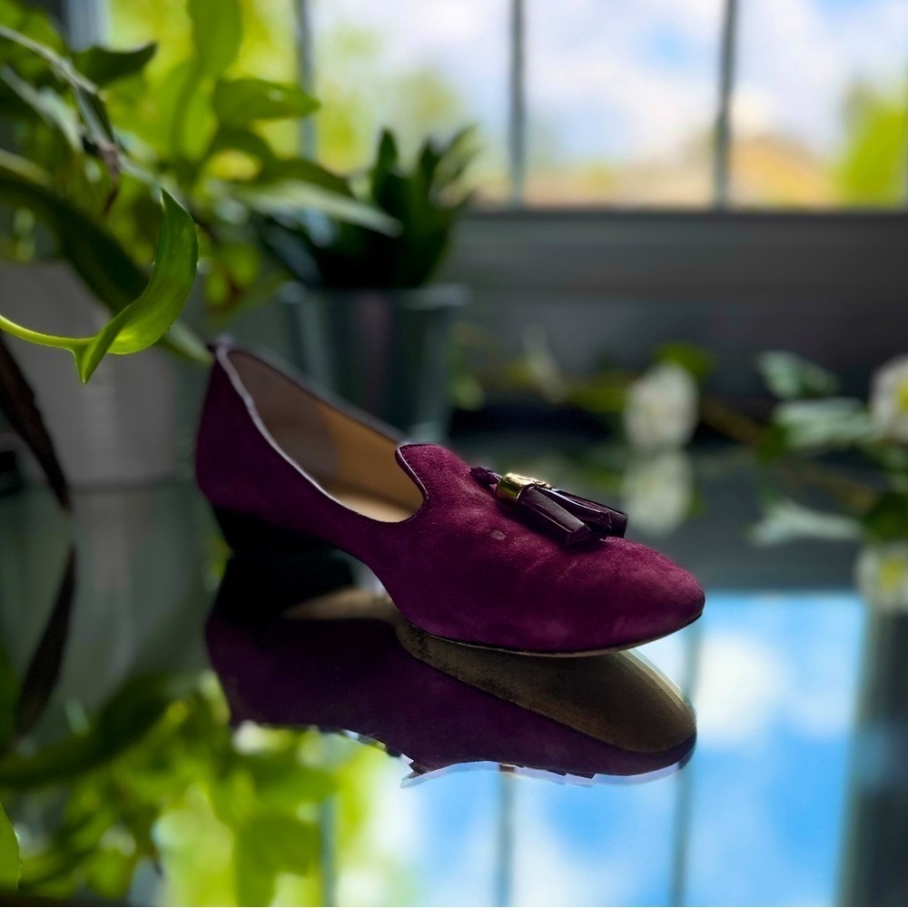 Vero Cuoio Purple Red Suede Slip On Flats with Tasle​​​